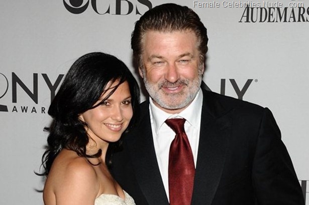 Alec Baldwin, right, and Hilaria Thomas arrive at the 65th annual Tony Awards  in New York